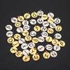Etiqueta redonda de acero inoxidable europea y americana 26 letras mayúsculas pequeños accesorios colgantes con anilla 12mm cinturón