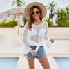 Falda de Playa de Verano Nueva Europea y Americana 2024 Vestido de Mujer Sexy Tejido de Color Sólido Traje de Baño Bikini de Playa para Mujer
