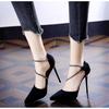 Zapatos de tacón de aguja de punta para mujer 2024 Primavera y Otoño nuevos sexy de tira francesa para banquete de tacón alto de una sola capa para mujer