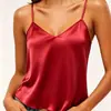 Pijama de Verão Novo Personalizado de Fábrica Camisola Casual Confortável Seda Artificial Cor Sólida Sexy Regata Pijama