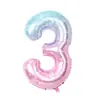 Globo de aluminio de 40 pulgadas con degradado de cielo estrellado, número grande 0-9, para decoración de fiesta de cumpleaños, nuevo, transfronterizo de Amazon