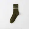 Novedad 2024 Calcetines para Hombre Ins de Moda Caña Alta Tres Rayas Calcetines Deportivos de Algodón Casual Transpirables Color Sólido Calcetines de Media Caña