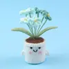 Planta em vaso de não-me-toque de fio de tricô artesanal transfronteiriça expressão fofa ornamento de mesa presente flor artificial de crochê produto acabado