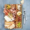 Tábua de Corte Personalizada de Madeira de Acácia com Compartimentos para Pão, Lanches, Queijo, Uso Doméstico, Festas, Frutas e Frios, Tábua de Corte Dupla Face