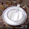 Vajilla de Cerámica para Hotel Juego de Tres Piezas, Juego de Plato y Tazón para Hotel, Plato de Hueso para Comida China, Tazón de Ala, Cuchara Sopera, Juego de Cuatro Piezas de Taza de Té