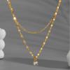 Collar de Acero de Titanio Fresco con un Solo Diamante de Doble Capa Simple Estilo Coreano Cadena para Clavícula de Mujer Diseño de Moda de Nicho Sensación Elegante Artículo