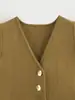 Ropa Europea y Americana Moda Otoño e Invierno 2024 Chaleco de Punto con Cuello en V sin Mangas de Botones Solapa Bolsillo Pantalones Color Puro Chaleco