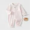 Macacão de bebê menina manga longa estilo primavera e outono, estampa floral pequena fofa, algodão puro, Classe A, macacão para bebê
