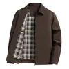 Chaqueta de Hombre para Papá de Mediana Edad 2026 Otoño Nueva Casual de Negocios Color Sólido Cuadros Forro Chaqueta Abrigo para Hombre
