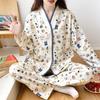 Primavera y Otoño nuevo algodón artificial manga larga pijamas pequeños frescos para mujer simple ins moda estudiante reductor de edad traje para estar en casa