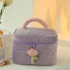 Bolsa de Cosméticos de Pana Gran Capacidad Alto Valor Estético Portátil Bolsa de Almacenamiento Portátil Linda Bolsa de Almacenamiento de Cosméticos de Nicho