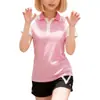 Top de manga corta raglán con bloques de color ajustado estética Y2K Venta al por mayor Camiseta de cuello con rayas rosas y blancas estilo chica dulce japonesa