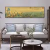 Nuevo Estilo Chino Pintura Qianli Jiangshan Pintura Decorativa para Sala de Estar Pared de Fondo de Sofá Pintura de Paisaje Horizontal Mural para Sala de Té Estudio