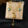 Accesorios de Collar de Acero Inoxidable con Colgante de Cadena Irregular en Forma de O con Borla, Estrella y Rostro Solar, Transfronterizos Europeos y Americanos, Chapados en Oro