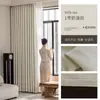 Cortinas Opacas de Lujo Ligero Estilo Americano Color Verde Oliva Negro, Modelo Nuevo para Dormitorio y Sala de Estar, Tela de Cortina de Espiga de Trigo Retro de Alta Gama Chenilla