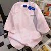 Camiseta de Manga Corta Tie-Dye con Estampado de Letras Estilo Neutro para Hombres y Mujeres Ropa de Trabajo de Verano Cuello Redondo Pareja Casual Holgada Ins Top