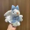 Mochila com pingente de coelho para celular, prendedor traseiro, cordão transversal, corrente, boneco de pelúcia, babador, chaveiro, enfeites para pendurar