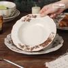 Shunxiang [Rosa Neblina] Vajilla de Cerámica Plato para Sopa Hogar Lujo Ligero Estilo Retro Plato Hondo Plato de Comida Occidental de Gama Alta