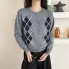 Cárdigan de Punto Acolchado con Bloques de Color y Lazo Estilo Universitario para Mujer en Otoño e Invierno, Suéter Chaqueta Versátil Estilo Sal y Pimienta Cuello Redondo Moderno