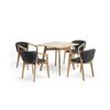 Combinación de sillas de ratán para exterior, teca, para patio, villa, jardín, balcón, comedor sencillo, sala de estar interior, combinación informal de mesa y silla