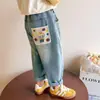 Jeans para Meninas em Estoque, Estilos de Primavera e Outono, Modernos, Tamanho Médio, Meninas Pequenas, Roupas Infantis para Bebês e Crianças Atacado Calças Casuais