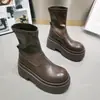 Botas de Moda Estilo Coreano con Suela Mochi para Mujer Impermeables Plataforma Suela Gruesa Botas Cortas para Bajitas de Moda Elásticas Versátiles Botas Adelgazantes