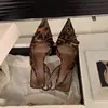 Sandalias de Nuevo Estilo con Lazada, Espalda Descubierta, Sandalias de Alta Moda Francesa, Zapatos de Tacón Cerrados para Mujer Primavera 2025