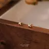 Brincos de Estrela Pequenos e Delicados para Mulheres Agulha de Prata Pura S999 Estrela de Quatro Pontas Geométricos Simples Brincos de Prata Pura Atacado