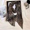 2026 Nuevo Pañuelo Largo de Seda con Estampado de Leopardo y Lunares para Mujer, Bufanda de Cuello Versátil de Gama Alta Vintage, Banda Estrecha para el Cuello, Accesorio para el Cabello