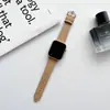 Adecuado para correa de apple watch s8 patrón lichi correa casual de cuero iwatch1-7 SE