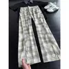 Pantalones de cuadros relajados transfronterizos para hombre, nuevo estilo de verano, pantalones casuales holgados retro americanos, pantalones de pierna recta cleanfit