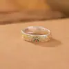 Anillo Floral de Esmalte de Plata Pura 999 para Mujer, Anillo Ajustable Estilo Chino Vintage Pintado en Oro, Regalo para el Cumpleaños de la Novia
