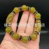 Pulseira de Contas Dzi de Nove Olhos Estilo Xizang, Pulseira Dzi Antiga de Três Olhos, Conta Dzi de Ágata Calcedônia, Pulseira de Jade para Homens e Mulheres Atacado