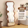 Espejo de Cuerpo Entero Ondulado de Moda para Uso Doméstico, Espejo de Pie con Diseño Único, Espejo de Vestir Montado en la Pared para Niñas, Espejo de Vestidor para Dormitorio