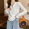 Sudadera con Capucha Camiseta de Manga Larga para Mujer 2025 Otoño e Invierno Nuevo Talla Grande Diseño para Chicas Gorditas Top de Media Cremallera de Nicho