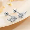 Piercing de Cartilagem para Orelha Stud com Design de Asas de Anjo cravejado com Zircônia, Estilo Menina Quente Doce e Cool, para Casal