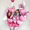 Globos Rosas con Forma de Corazón Transfronterizos Decoración para San Valentín, Compromiso, Cumpleaños, Baby Shower Arreglo 10 Piezas de Globos de Corazón