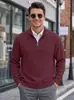 Suéter masculino de malha jacquard texturizada, marca independente transfronteiriça, com meio zíper, gola alta, manga longa, estilo americano, moletom casual plus size