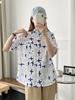 Cardigan holgado grande de manga corta con estampado de gaviota de dibujos animados japoneses para mujer, verano 2025, venta al por mayor