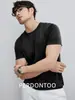 "Algodón de Amoníaco Líquido 60S Antibacteriano Natural" Camiseta de Manga Corta de Verano de Seda de Morera con Detección de Frío para Hombre, Cuello Redondo Cómodo, Color Sólido de Alta Gama
