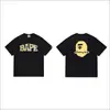 Moda minimalista estilo japonés simple estampado de letras cabeza de simio unisex camiseta de manga corta 100% algodón tendencia ins
