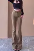 Jeans Original do Fabricante Lavado no Deserto com Efeito Desgastado, Boca de Sino, Perna Larga, Emagrecedor, Comprimento Total, Estilo Wasteland 8125