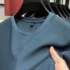 Playera de Malla de Bambú Seda de Hielo para Hombre, Manga Corta, Cuello Redondo, Estilo Nuevo 2026, Camiseta Base de Media Manga para Hombre, Top de Verano de Color Sólido para Hombre