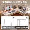 Escritorio de esquina color crema con estantería integrada, escritorio para estudiante, mesa para computadora de escritorio, rincón de dormitorio uso doméstico nuevo escritorio de oficina