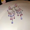 Brincos de Borboleta com Zircônia e Pingente de Gota com Franjas Agulha de Prata Luxo Acessível Brincos de Alta Qualidade Brincos Retrô Elegantes Versáteis para Mulheres