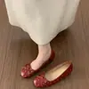 Zapatos de mujer retro estilo francés con remaches y lazo, que aumentan la altura, de punta baja, slip-on, mocasines cómodos de suela blanda