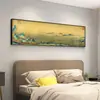 Nuevo Estilo Chino Pintura Qianli Jiangshan Pintura Decorativa para Sala de Estar Pared de Fondo de Sofá Pintura de Paisaje Horizontal Mural para Sala de Té Estudio