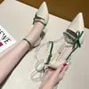 Elegantes Sandalias de Tacón Alto con Tira Única para Mujer con Tacones Finos, Primavera 2026, Adecuadas para Chicas para Combinar con Vestidos, Punta Fina con Perla