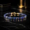 Temu Xiyin Estilo Popular Textura de Pedra Natural Pulseira Quadrada Pulseira de Cordão Elástico Feita à Mão Pulseira de Aço Inoxidável