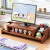 Suporte para Monitor de Computador Base para Tela de Escritório Suporte Organizador de Mesa de Madeira com Porta-Canetas Armazenamento